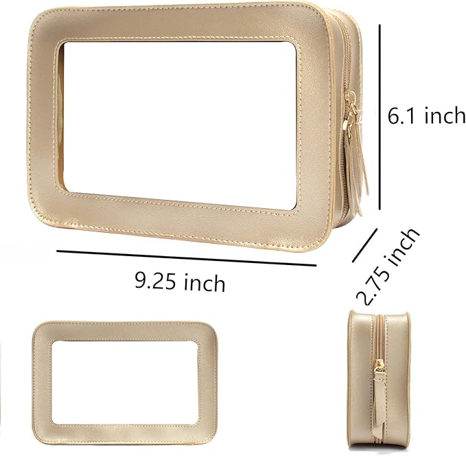 Clear Makeup Bag Small, TSA Approved Portable Toiletry Bag with Zipper Cosmetic Travel Bag Makeup Organizer Case Mini Makeup Pouch for Purse Car Organizer Bag for Women Men