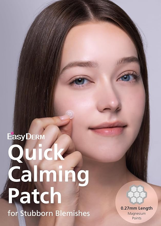 EasyDerm Quick Calming Magnesium Patches – Hydrocolloid Acne Spot Treatment Includes Tweezers & Ampoule, 10 Patches, Zit Sticker, Back to School MUST HAVE, Made by Daewoong Pharmaceutical