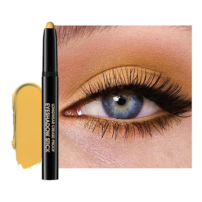 Eyeshadow Stick, Shimmer and Matte Cream Eye Shadow Brightener Sticks Eyeliner Pencil Crayon, Waterproof Long Lasting Eye Highlighter Stick Makeup,0.056 Oz(#7-Sun)