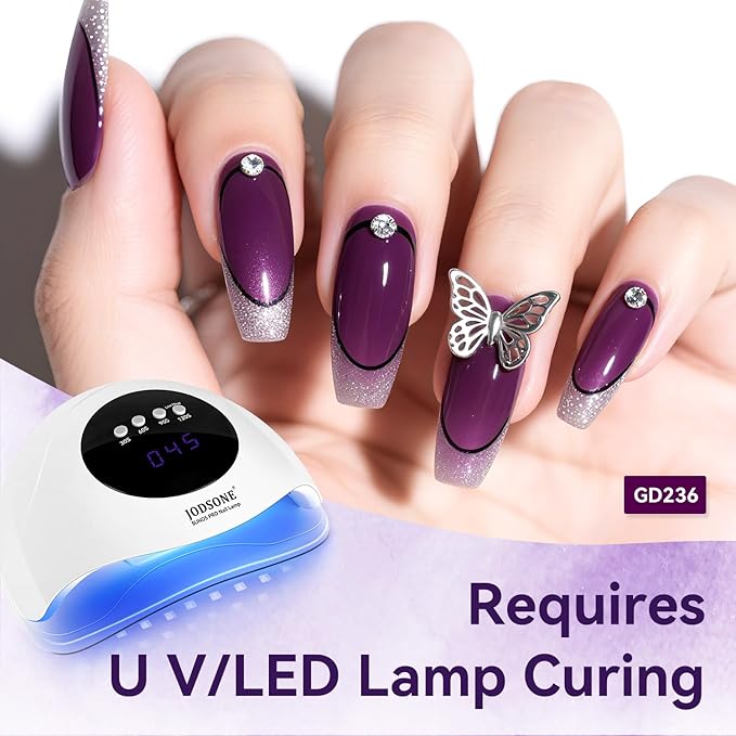 JODSONE Jelly Gel Nail Polish Set of 6 Colors Purple Set for Salon Manicures and DIY Nail Art at Home Need U V Cured Gift for Women