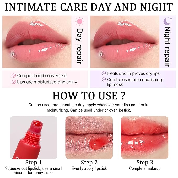 Lip Butter Balm, Day/Night Hydrating Lip Mask, Moisturizing Lip Balm Butter, Ultra-Nourishing Lip Care Moisturizer, Lip Butter Gloss Shine Lip Glow Oil Makeup#5 Cherry