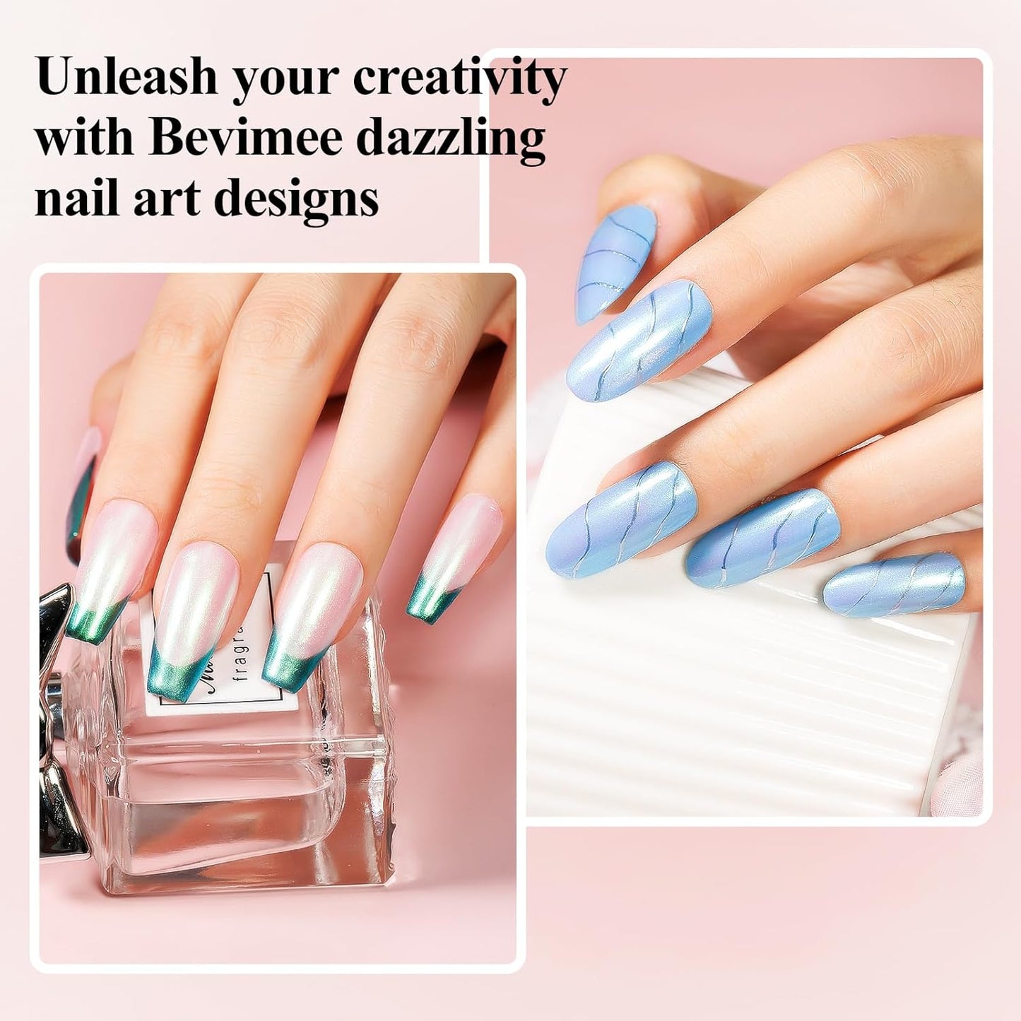 Quick Dry Nail Polish - Mermaid Shimmer Nail Lacquer Pearl White, Green Aurora Effect, Air Dry Fast Fingernail And Toenail Polish, 12ML