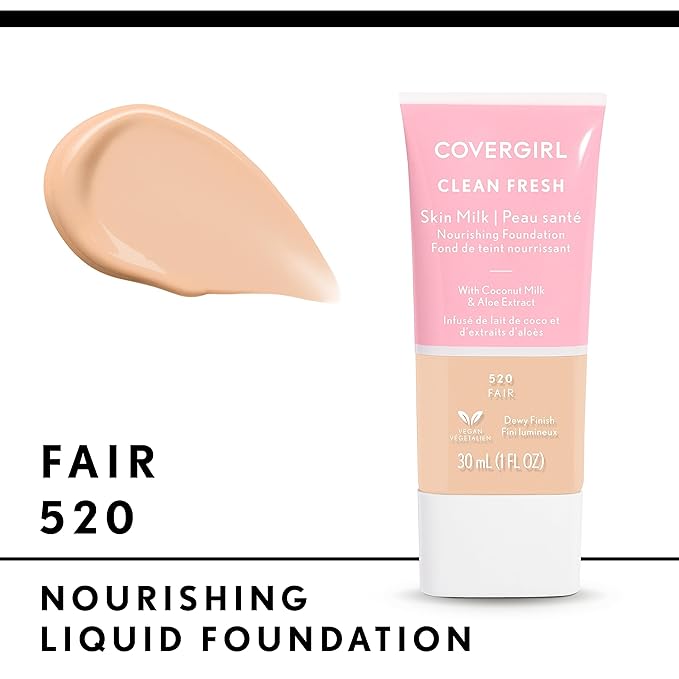 COVERGIRL Clean Fresh Skin Milk Foundation, Fair, 1 Fl Oz (Pack of 1) (packaging may vary)