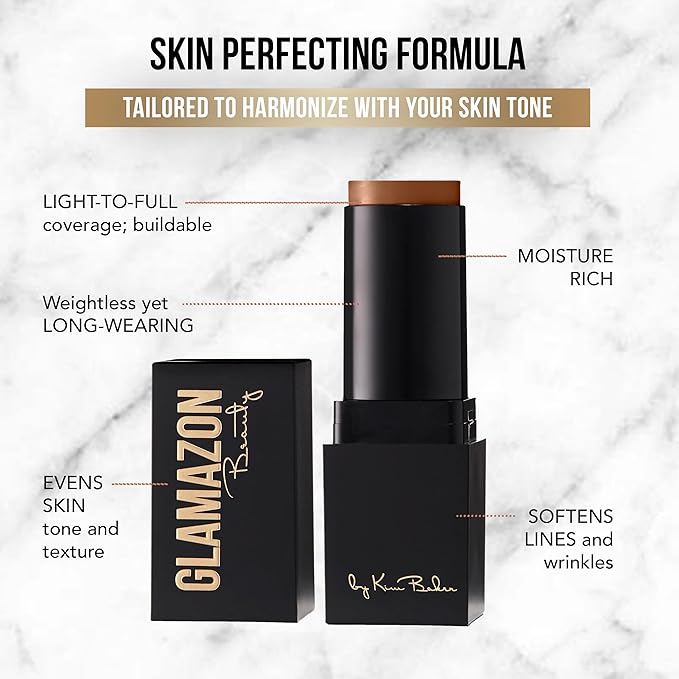 Glamazon Second to None Foundation Stick, Miss Mocha, Light-to-Full Coverage, Weightless Makeup With a Glowy Natural Finish