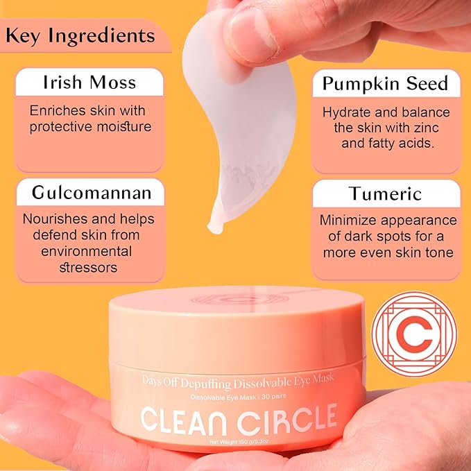 Depuffing Dissolvable Under Eye Masks - Enriched with Glucomannan, and Pumpkin Seed - Combat Fatigue, Reduce Puffiness, and Hydrate for a Fresh Look - Under Eye Mask Patches