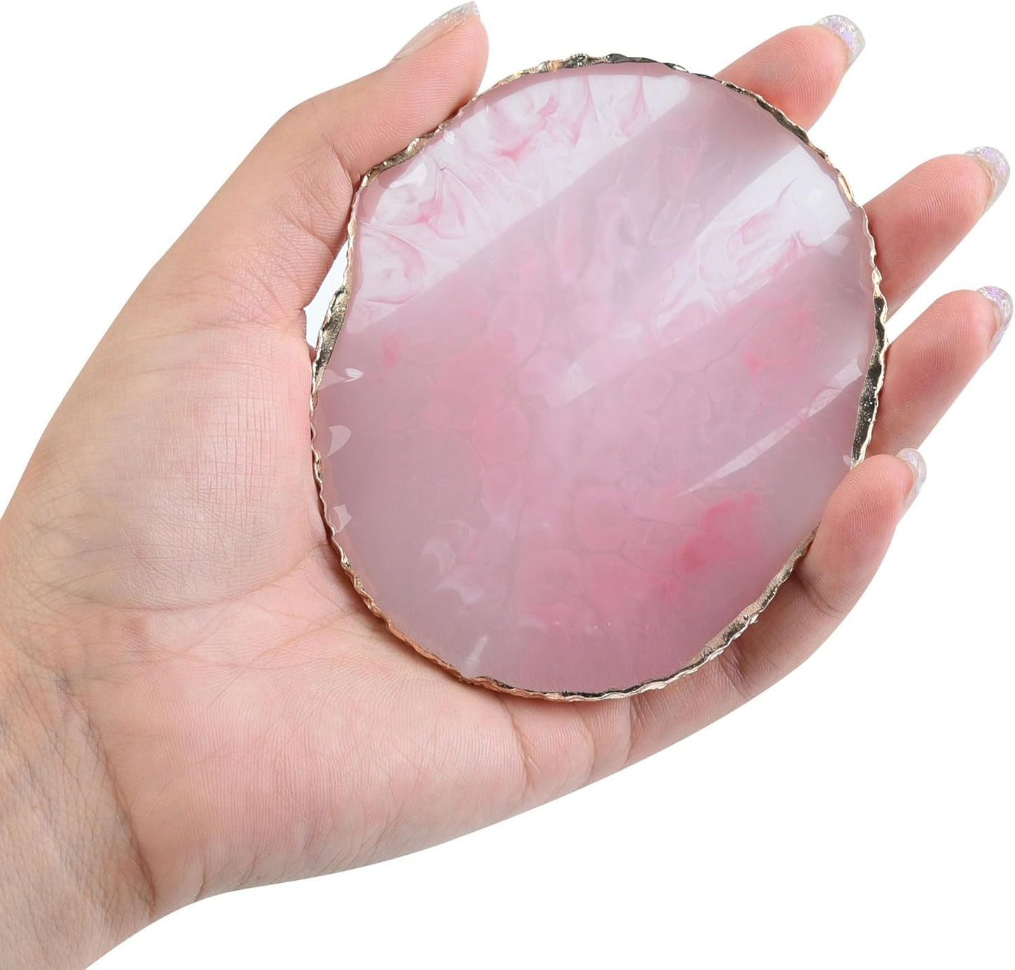 2 Pcs Resin Nail Palette Nail Polish Palette Nail Art Palette with Stainless Stirring Rod (Gray and White)