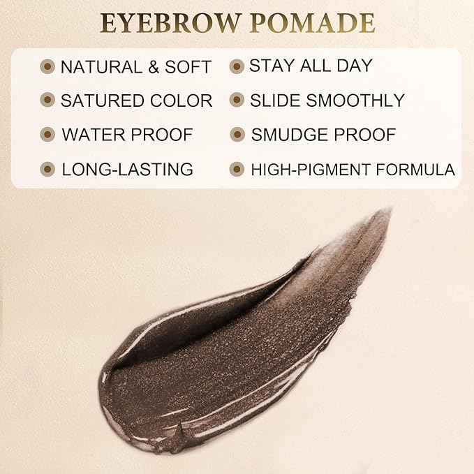 Makeup Kit with 4 Tip Waterproof Microblading Eyebrow Pencil, Eyeliner, Pomade and Dual-ended Eyebrow Brush - Dark Brunette