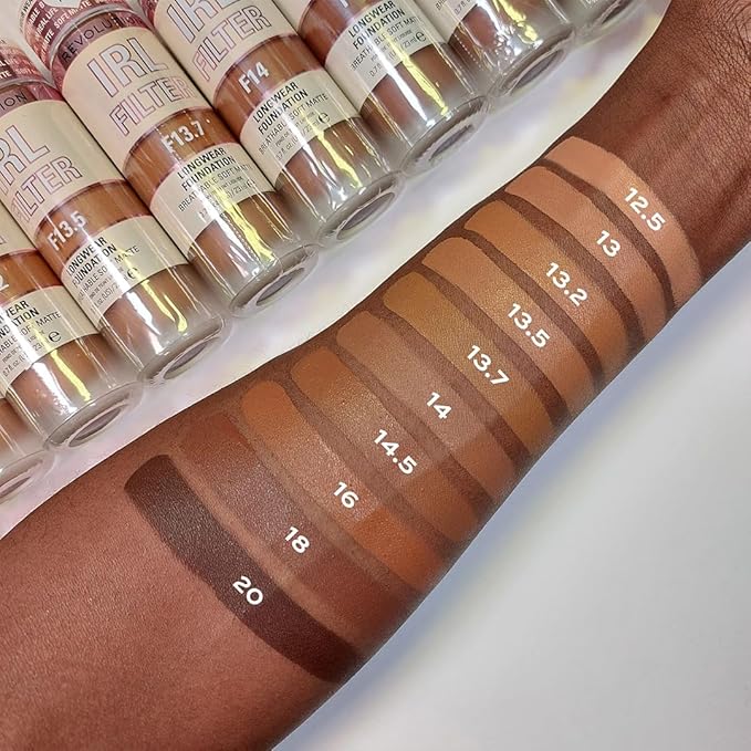 Revolution Beauty, IRL Filter Longwear Foundation, Soft & Breathable Formula, Medium to Full Coverage, Matte Finish, F12, 0.7 Fl. Oz