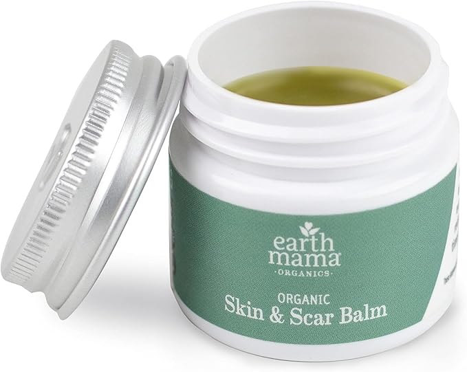 Earth Mama Organic Skin & Scar Balm |C-Section Recovery Skin Care, Pregnancy Stretch Mark Scar Cream with Organic Jojoba Oil, Tamanu Oil & Gotu Kola (2-Pack)