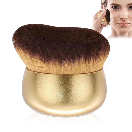 Extra Large Body Makeup Brush For Self Tanner,Leg Makeup &Bronzer Blend,75 mm Wide-headed Kabuki Brush Provides More Even& Pretty Application, Sunscreen Face&Back Makeup Brush,Wet&Dry Use-Matte (Gold)