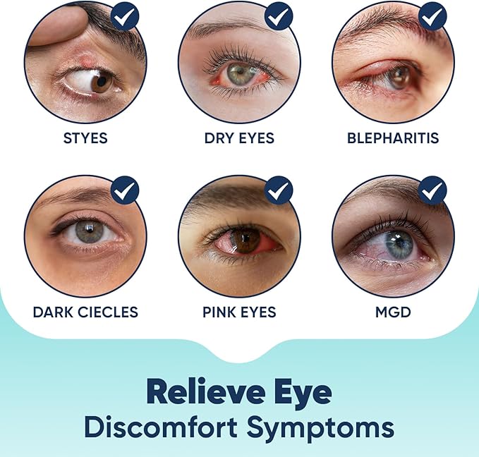 Heated Eye Mask for Dry Eyes, Cordless Warm Eye Compress for Blepharitis, Styes, 1500mAh Large Battery Capacity, Washable Cover, Gifts for Family and Friends (Blue)