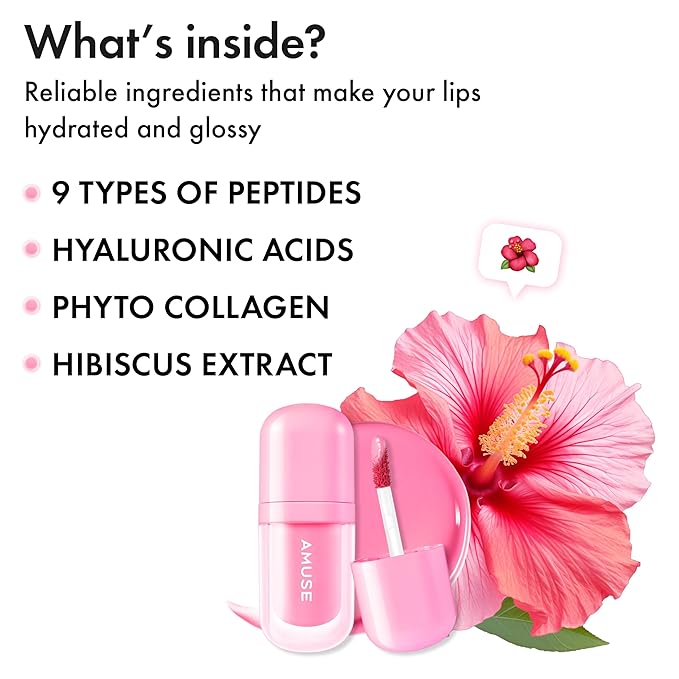Amuse SEOUL BEBE TINT - 03 COOL HIBISCUS | 24-hour Long-lasting Lip Stain, Plumping, Hydrating, Moisturizing, No Peel Off, Lip Care, Treatment, Non Sticky, Korean Lip Tint for Dry Lips