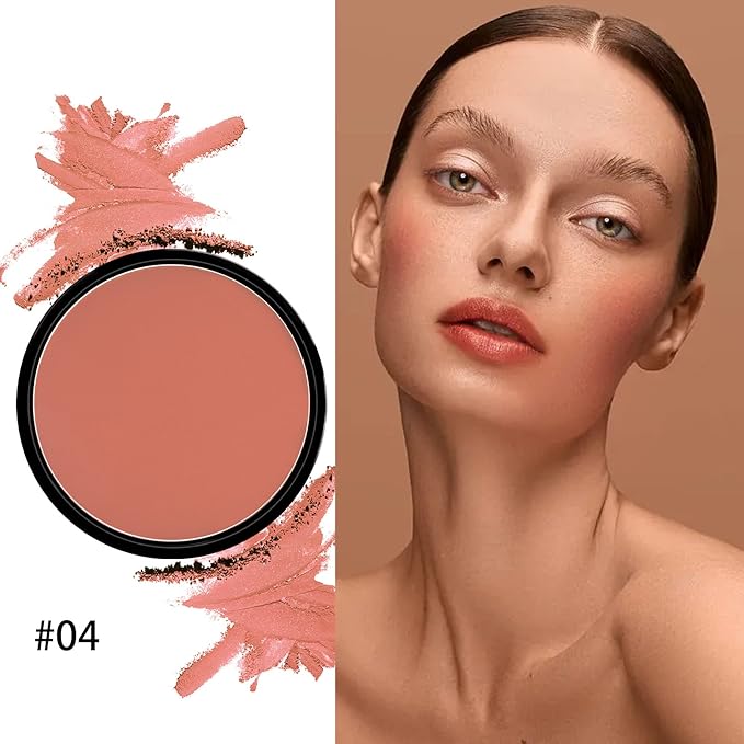Boobeen Powder Blush Matte Blush, Highly Pigmented Beauty Cream Blush Palette for Create A Natural Cheek Flushed Look, Rich Colors