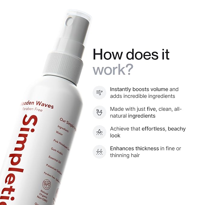 Himalayan Sea Salt Spray for Straight & Wavy Hair - All Natural, 5 Ingredient, Texturizing & Volumizing Product - Vanilla Scented - Adds Volume, Texture, Beach Look to Men & Women, 237ml...