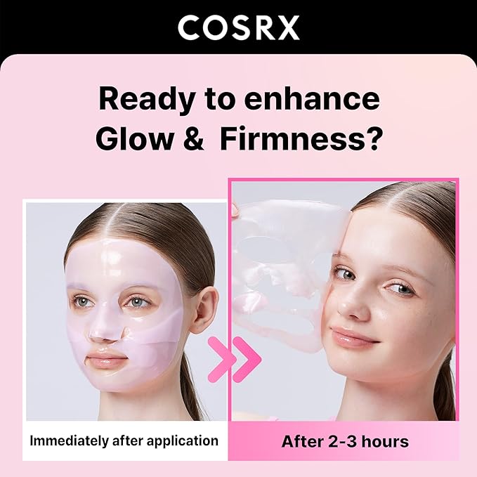 COSRX The Peptide Collagen Lifting Glow Hydrogel Face Masks Skincare 3 EA, Collagen Face Mask, Travel Essentials, Overnight Face Mask, Korean SkinCare