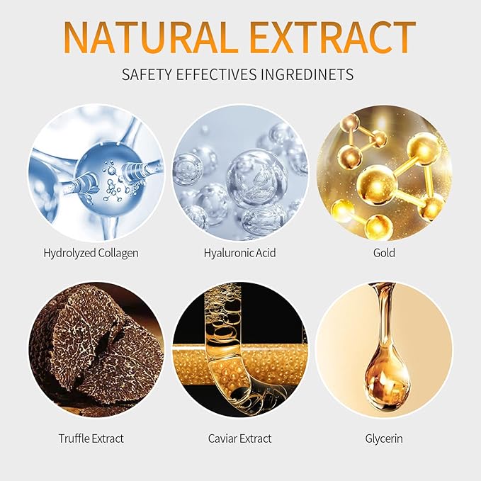 Black Truffle Gold Under Eye Patches - 60pcs Hyaluronic Acid Eye Masks for Moisturizing, Collagen Eye Gel Pads Removing Dark Circles,Wrinkles,Puffiness And Bags