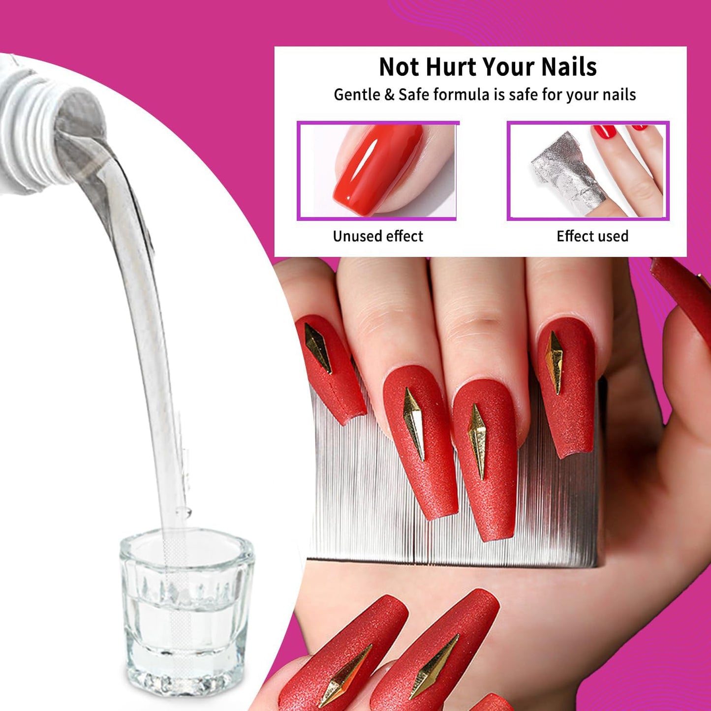 Nail Polish Remover 4Fl.Oz Nail Polish Remover Kit Professional Nail Glue Remover Quickly & Easily Remove Dip Powder Artificial Nails,Glitter Polish,Builder gel,poly gel acrylic powder.