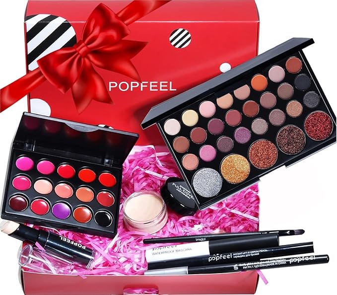 All in One Makeup Kit for Women Full Kit, Kit de Maquillaje para Mujer Included Shimmer 29 Colors Eyeshadow Palette, Brushes, Mascara, Eyeliner, Lipstick Palette, Contour Stick