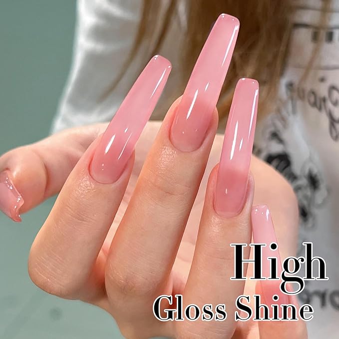 Double Rhythm Gel Polish Translucent Sheer Neutral Natural Light Milky Same Color Same Bottle 15ML Jelly Polish Art DIY at Home (Sheer Pink-A1386)