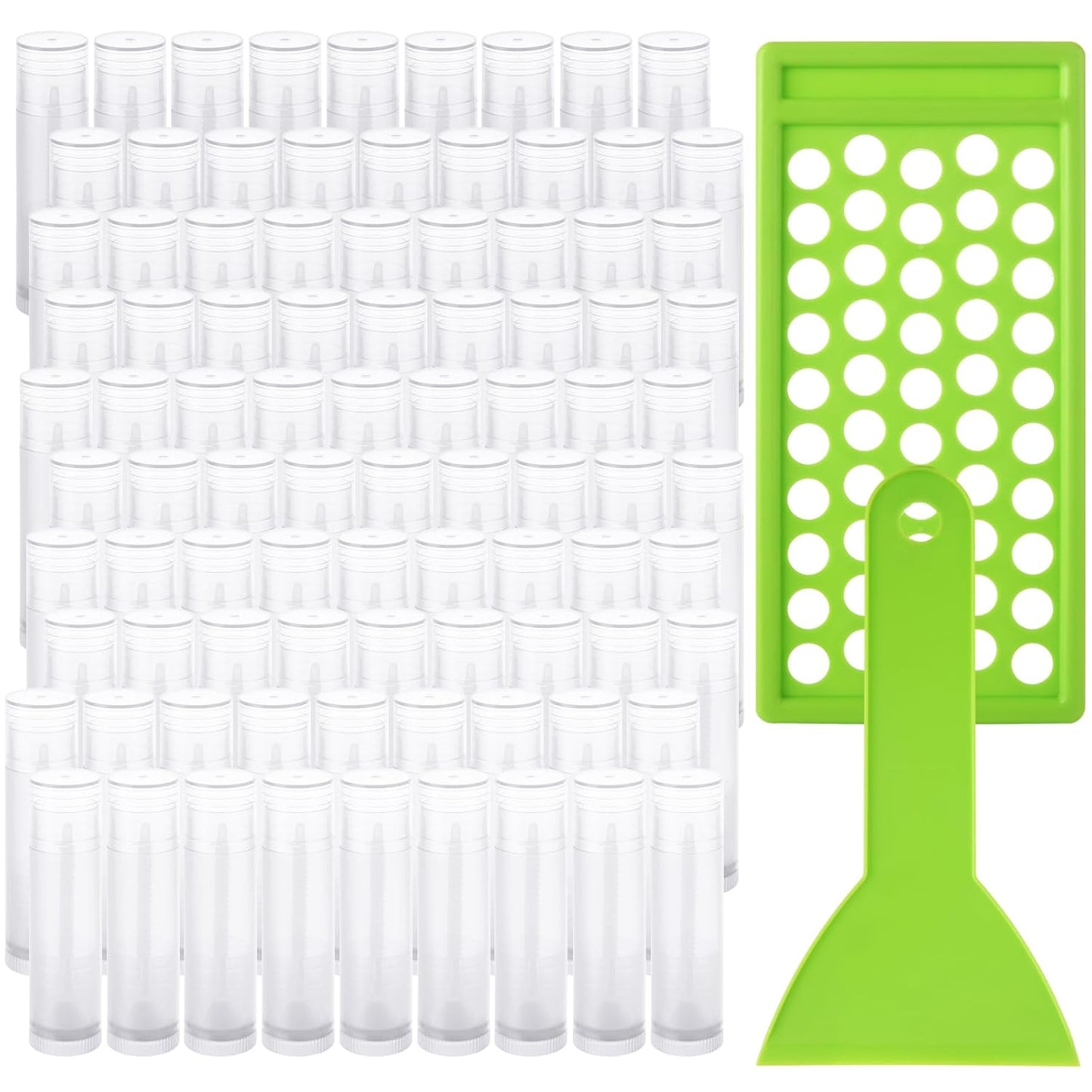 200PCS Plastic Lip Balm Tubes 5ml/5g Clear Lip Balm Containers with Filling Tray and Spatula, Rotating Type Refill Lip Chapstick Tubes Empty with Cap for DIY Make Up Lip Balm