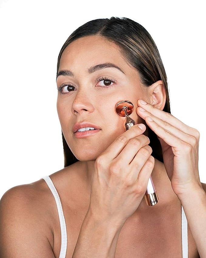 Finishing Touch Flawless Contour Vibrating Facial Roller & Massager, Rose Quartz