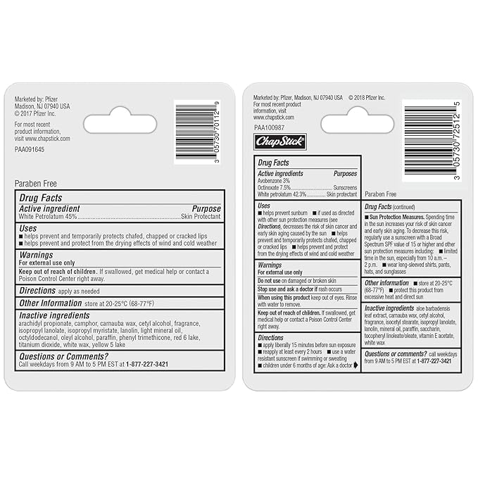ChapStick Moisturizer Original Lip Balm Tube, SPF 15 and Skin Protectant - 0.15 Oz