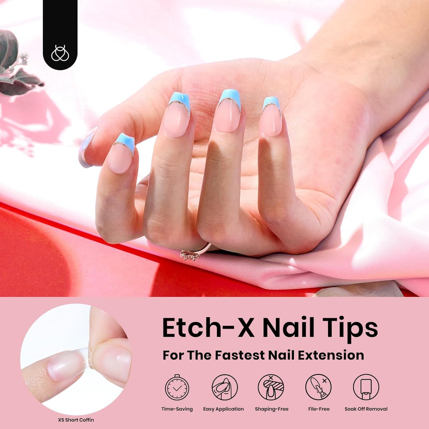 Beetles Gel Nail Tips Extra Short Coffin 576Pcs 12 Sizes - Pre-Etched Shaped Half Matte Soft Nail Tips Press On Nails Full Cover False Nails Acrylic Fake Nail Extension Kit Gift for Women