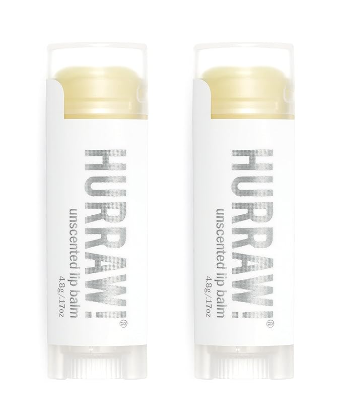 Hurraw! Unscented Lip Balm, 2 Pack: Organic, Certified Vegan, Cruelty and Gluten Free. Non-GMO, 100% Natural Ingredients. Bee, Shea, Soy and Palm Free. Made in USA