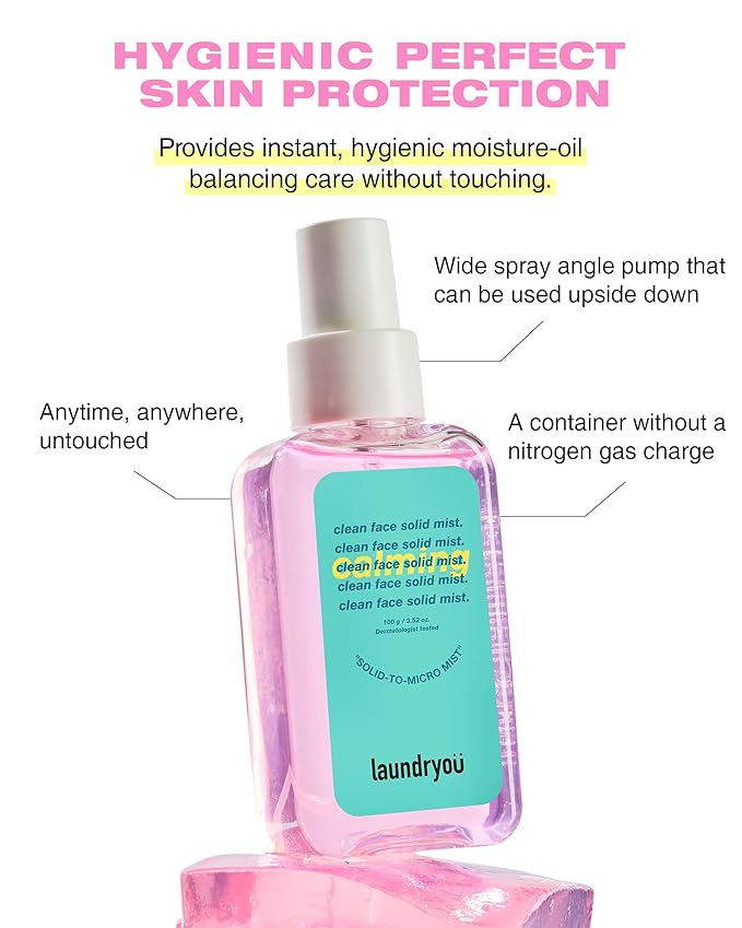 Clean Face Solid Mist - Calming, Hydrating, and Moisturizing Gel-To-Mist Dermatologist Tested Hypoallergenic Facial Spray for Redness Relief and Soothing Irritated Skin - (3.38 fl. oz.)