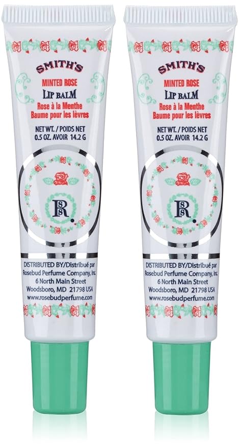 Smith's Rosebud Perfume Co. Minted Rose Lip Balm in a Tube,0.5 Ounce (Pack of 2)