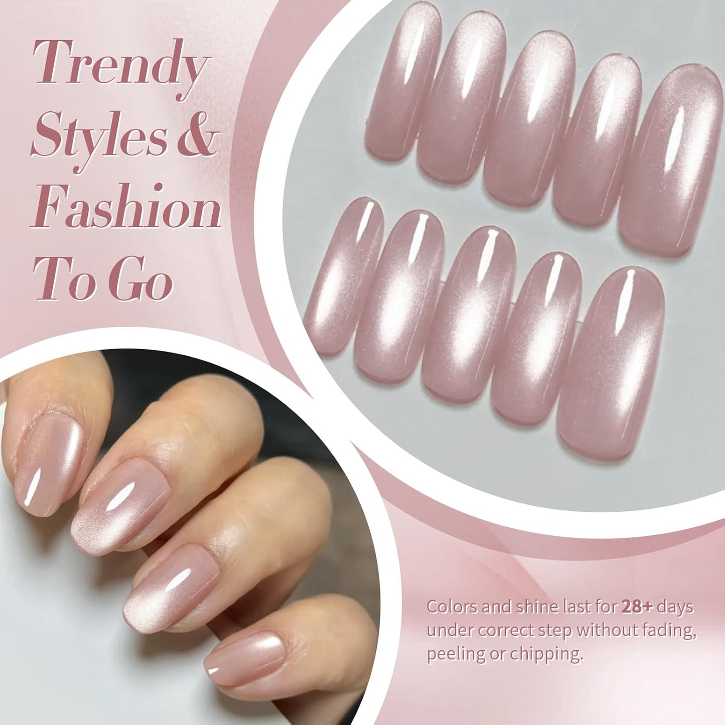 Born Pretty Cat Magnetic Eye Gel Nail Polish, Translucent Milky Pink Cat Magnetic Gel, Jelly Glitter Off Nail Art Salon Manicure Home Gift 15ml