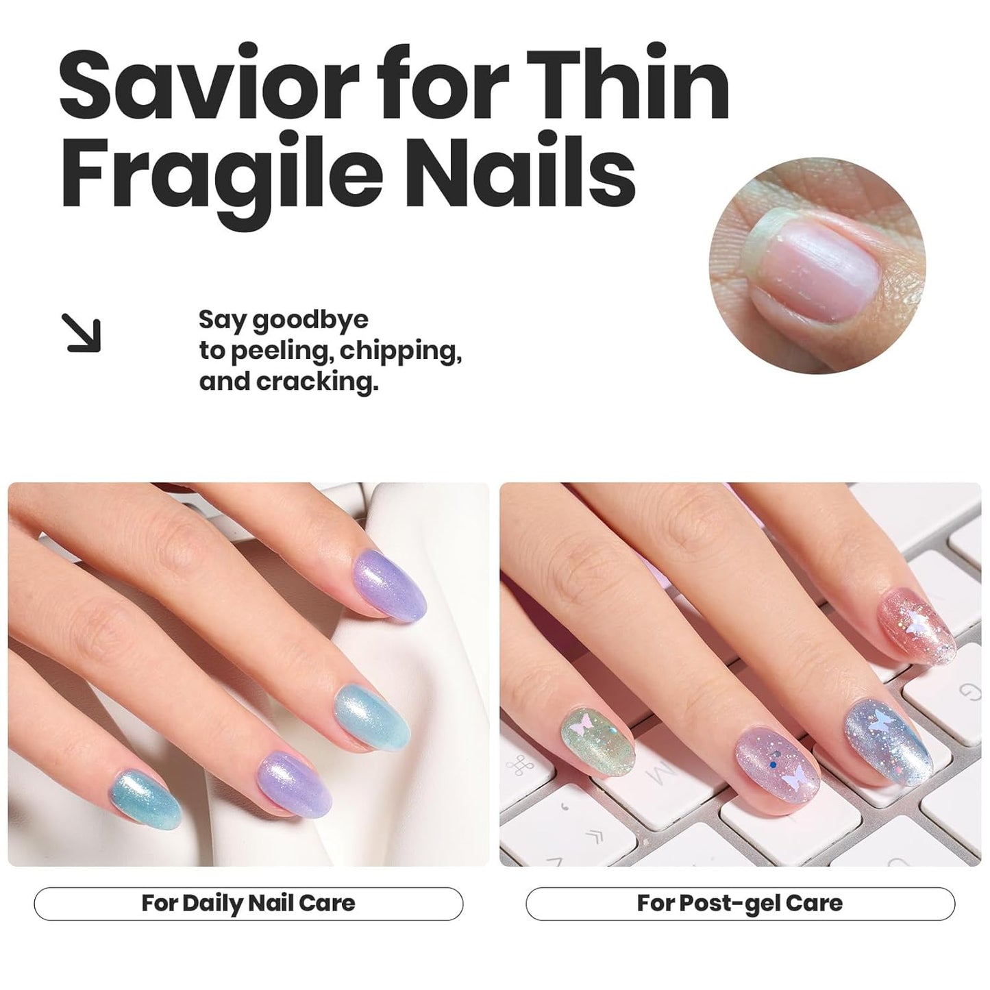 Beetles Glitter Nail Polish Set 6 Colors Glitter Fairy Gleam Quick Dry Nail Polish Shimmer Pink White Green Blue Purple Nail Lacquer Kit Fingernail Polish Diy Nail Art Gift For Women Girls