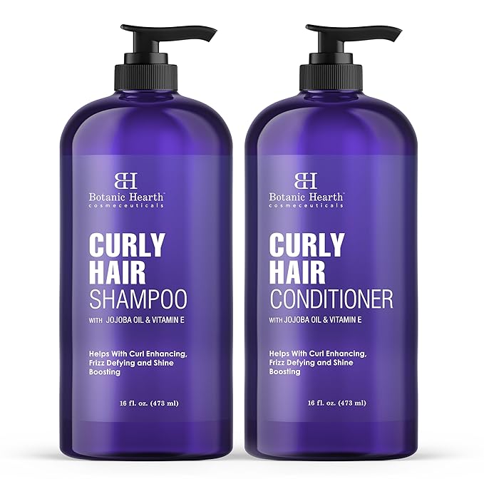 Botanic Hearth Curly Hair Shampoo and Conditioner Set For Curly Hair | Detangle, Define & Enhance Curls | With Jojoba oil & Vitamin E | Sulphate Free | 16 fl oz x 2