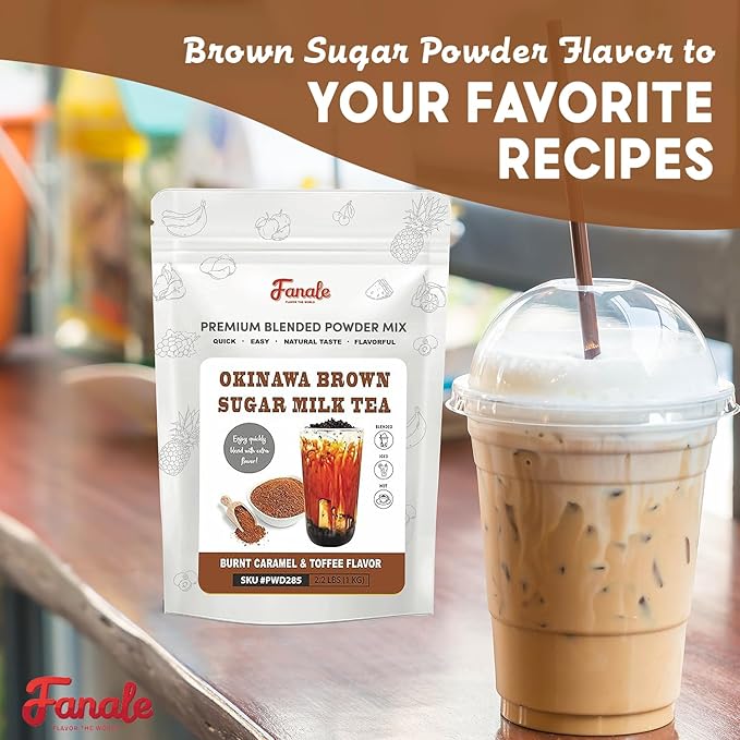 Fanale Premium Okinawa Brown Sugar Bubble Tea Flavoring Powder | Perfect for Baking, Smoothies, Desserts and Drinks | Instant Flavoring Powder for Boba Milk Tea - 2.2 Pounds (Pack of 20).