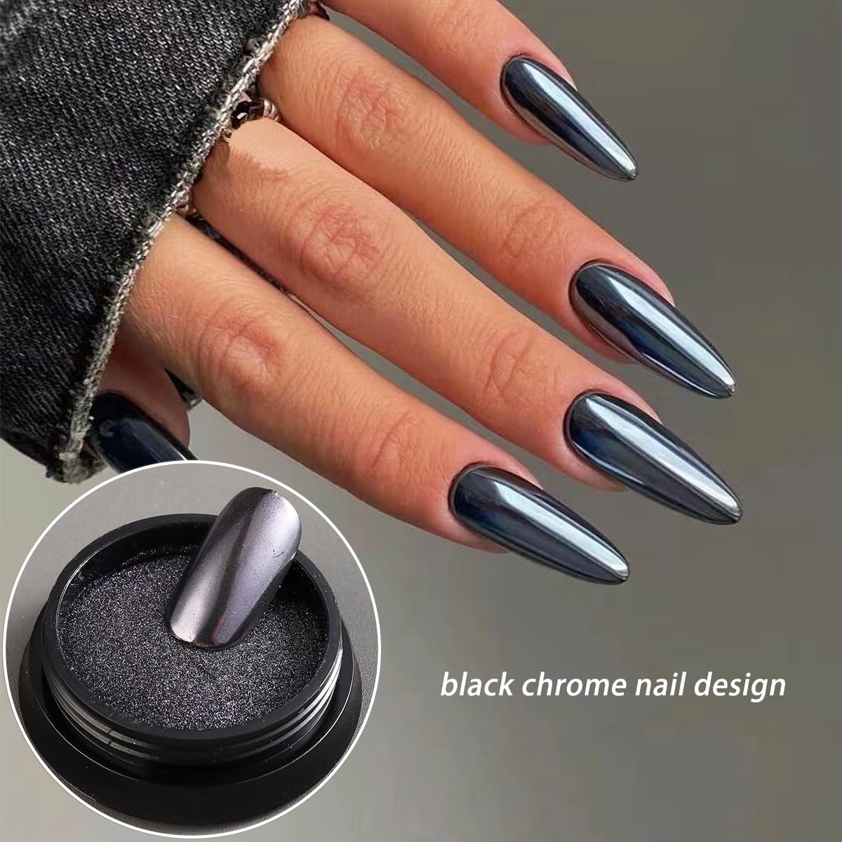 Chrome Nail Powder Set - 6 Colors Rose Gold Bronze Black Chrome Nail Powder, Mirror Effect for Nails, Metallic Rubbing Dust Chameleon Glitter Pigment Flakes, Manicure Salon Supplies