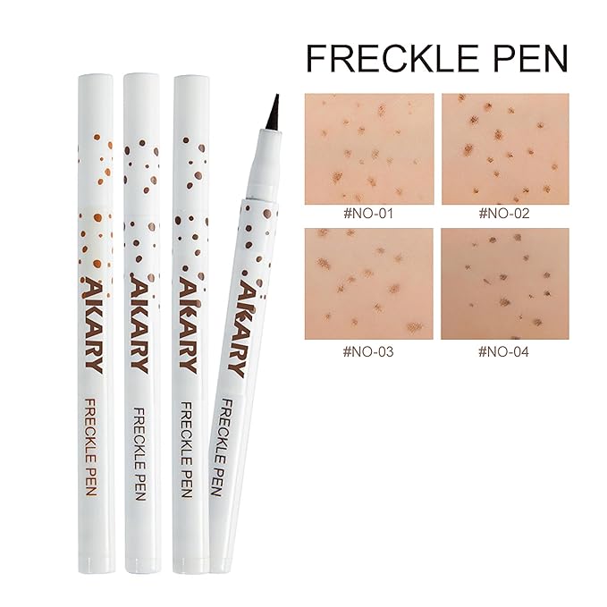 AKARY Freckle Pen Professional Lifelike Face Concealer Point Out Natural Waterproof Longlasting Soft Artificial Fine Makeup Freckle Pen Life Face Decoration (#01 Light Brown)