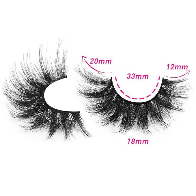 FANXITON False Eyelashes Fluffy Mink Lashes 20 mm Cat Eye Lashes Long 5D Wispy Dramatic 10 Pairs Pack