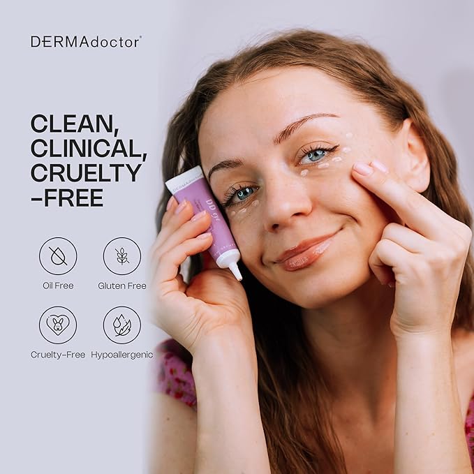 DERMAdoctor DD Caffeine Eye Cream for Dark Circles, Illuminator, Anti Aging, Eye Cream with SPF 30 for Puffiness, Bags Under Eyes, Defining Radiance Under Eyes Cream; Dermatologist Formulated - 0.5 oz