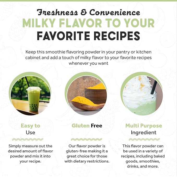 Fanale Premium Thai Green Bubble Tea Flavoring Powder for Boba Tea| Perfect for Baking, Smoothies, Desserts and Drinks | Instant Boba Bubble Tea Powder for Milk Tea - 2.2 Pounds (Pack of 20)