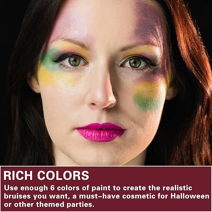 6 Colors Bruise Wheel Kit Halloween Special Effects Makeup Professional Face Body Paint Palette for Cosplay Sfx Zombie Stage Makeup Kit