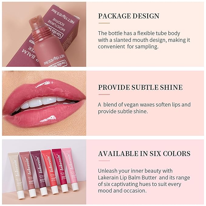 4 Color Glossy Lip Butter Balm, Moisturizing Lip Gloss Butter Non Sticky High Shiny Finish Lip Glow Oil, Natural Plumping Lip Tint Lip Care & Repair Lip Mask for Soft & Smooth & Protect Dry Lip
