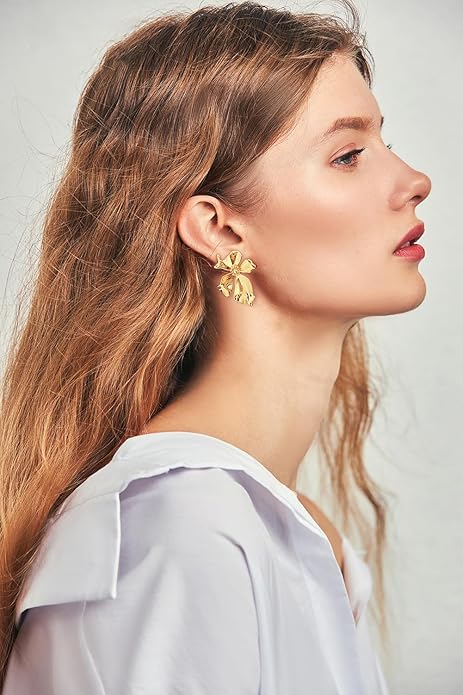 CLASSYZINT Gold/White/Red/Black Flower Stud Earrings For Women