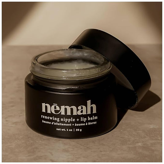Nemah - Organic Nipple Butter, Nipple Cream for dry cracked nipples, Nourishing Nipple Balm for Breastfeeding, Non-Greasy Vegan Lip Balm with Calendula, Jojoba Oil, and Other Botanical Extracts, 30 g