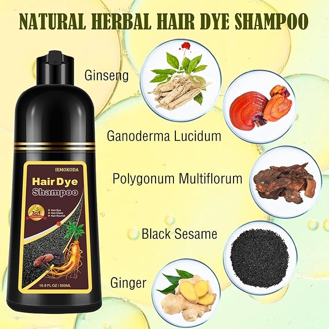 Cherry Brown Hair Dye Shampoo 3 in 1 - Champu Para Pintar el Cabello, Herbal Brown Hair Dye for Women Men, Hair Color Shampoo