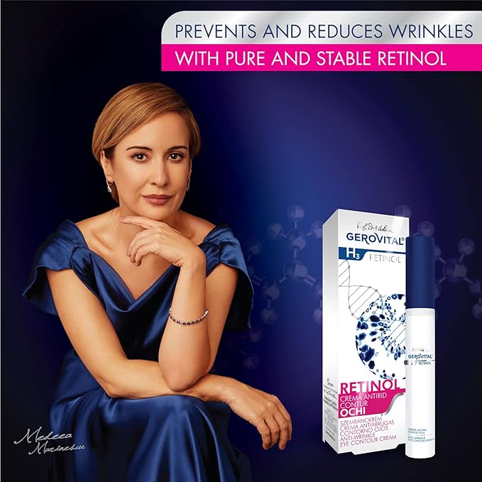 GEROVITAL RETINOL Anti-Wrinkle Eye Contour Cream with Retinol, Sepilift, and Vitamins A and E, Prevents and Reduces Wrinkles, 15 mililiters