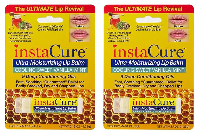 InstaCure Original Nose Balm With Raw Manuka Honey Vitamin E Shea Butter Aloe Vera Oil And Vanilla Mint Ultra-Moisturizing Max Repair/Protective Lip Balm - Fast Relief for Dry Nose & Soreness (3 Pack)