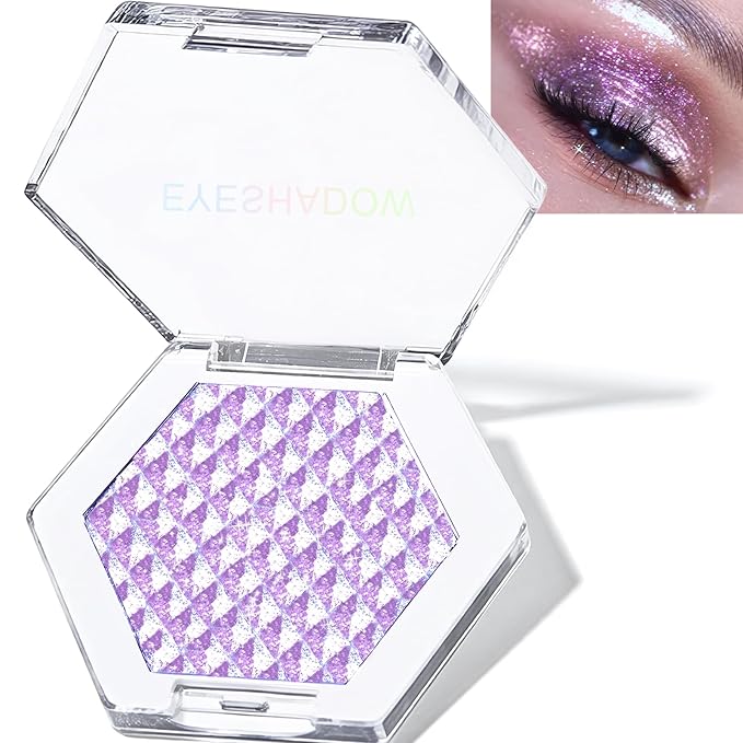 Blue Glitter Eyeshadow Palette, Multichrome Chameleon Cream to Powder Eye Shadow, Color Shifting Holographic Eyeshadow Shimmer Inner Corner Eye Brightener Highlighter Makeup