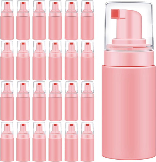 50pcs Foam Pump Bottles 1oz/30ml Plastic Mini Empty Dispenser DIY Travel Face Cleanser Mousse Soap Foam Bottle Refillable Hand Soap Eyelash Shampoo Cosmetics Portable Travel Pack(Pink)
