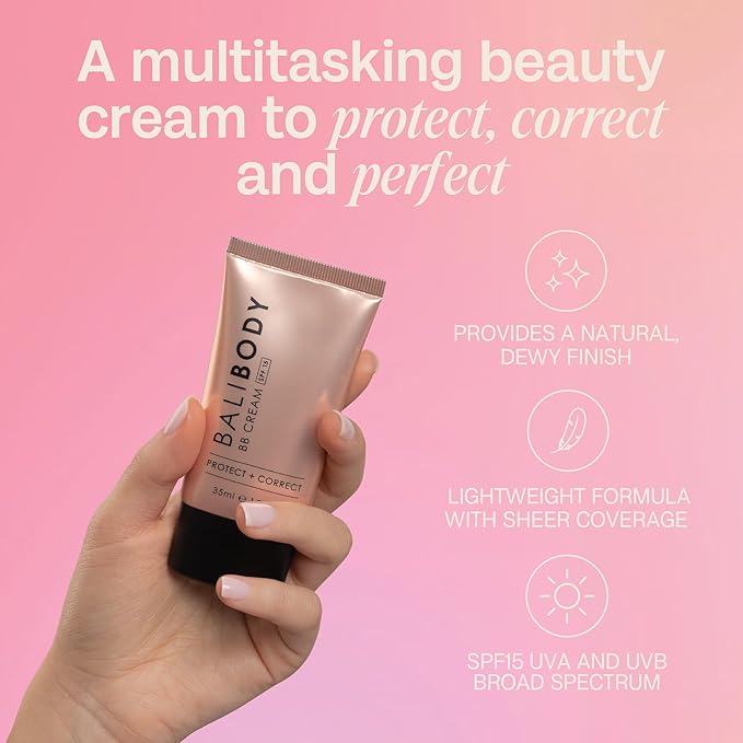 BALI BODY BB Cream SPF15 - Natural Shade | Tinted Sheer Face Cream with Hyaluronic Acid & Marine Collagen | Paraben Free, For All Skin Types | Vegan, Cruelty Free Australian Made (35 ml/1.2 fl oz)