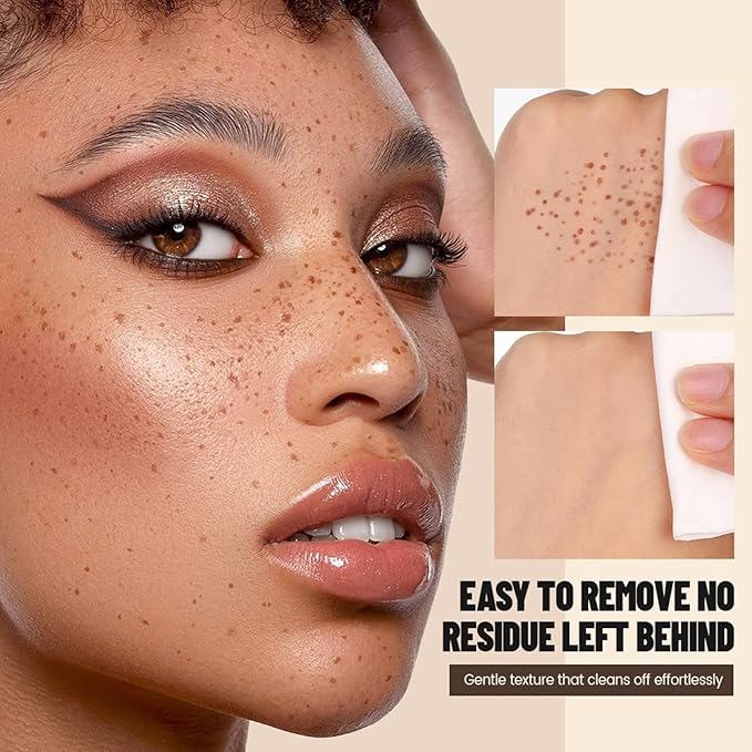 Freckle Stamp,Faux Freckle Stamp,Quick Dry Fake Freckles Pen,Waterproof Long Lasting Natural Vivid Faux Freckles Pen,Get Sun-Kissed Stars Makeup in One Press,5-Dot Design,03.Coffee.